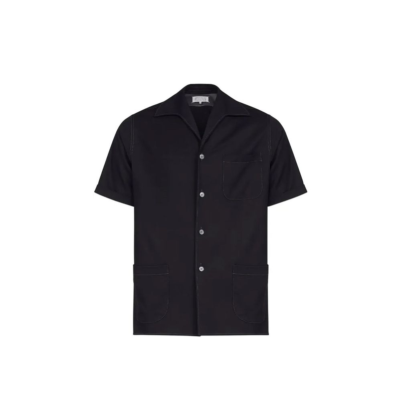 Black wool shortsleeve shirt-null
