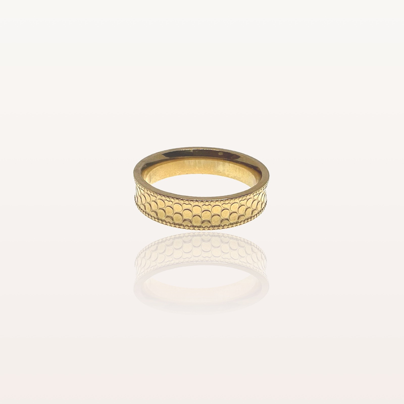 Stainless steel ring with pattern - high quality stainless steel & gold plated-null