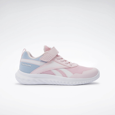 Reebok girl's rush runner 5 elastic lace & top strap, Berry/white, medium