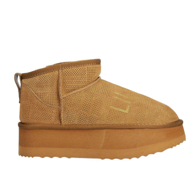 Liu Jo jane 01 - perforated suede with gold logo, Chestnut, medium