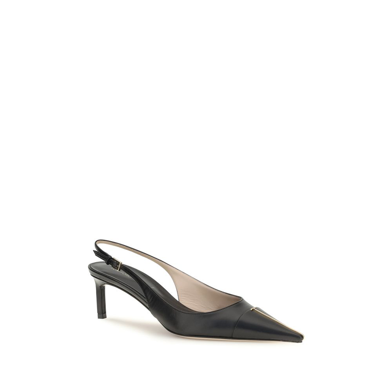 Black calf leather bos taurus mid heel pumps-null