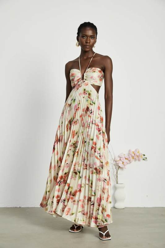 Pleated maxi dress-null