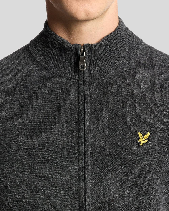 Lambswool blend zip through cardigan w155 jet black marl-null