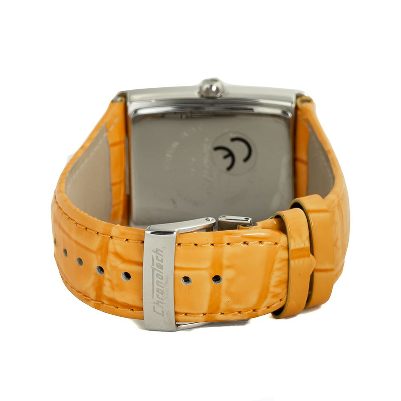 Orange leather dress watch-null