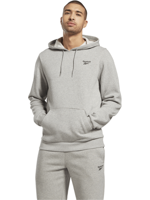 Reebok men's identity small logo fleece hoodie, Grey, medium