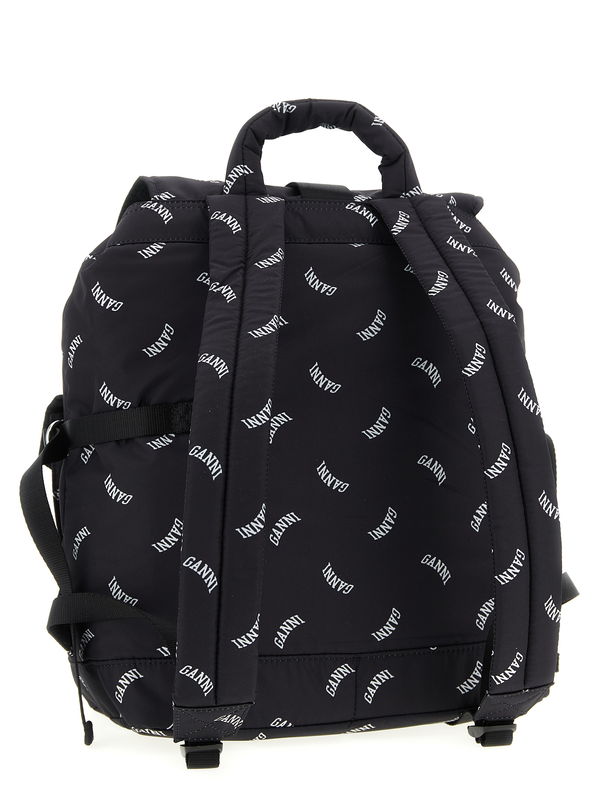Black polyester backpack-null
