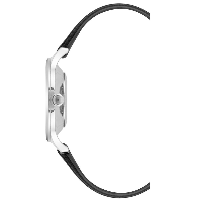 Black leather dress watch-null