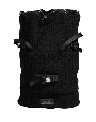 Black tricot wool blend duffel backpack travel borse bag, Black, medium