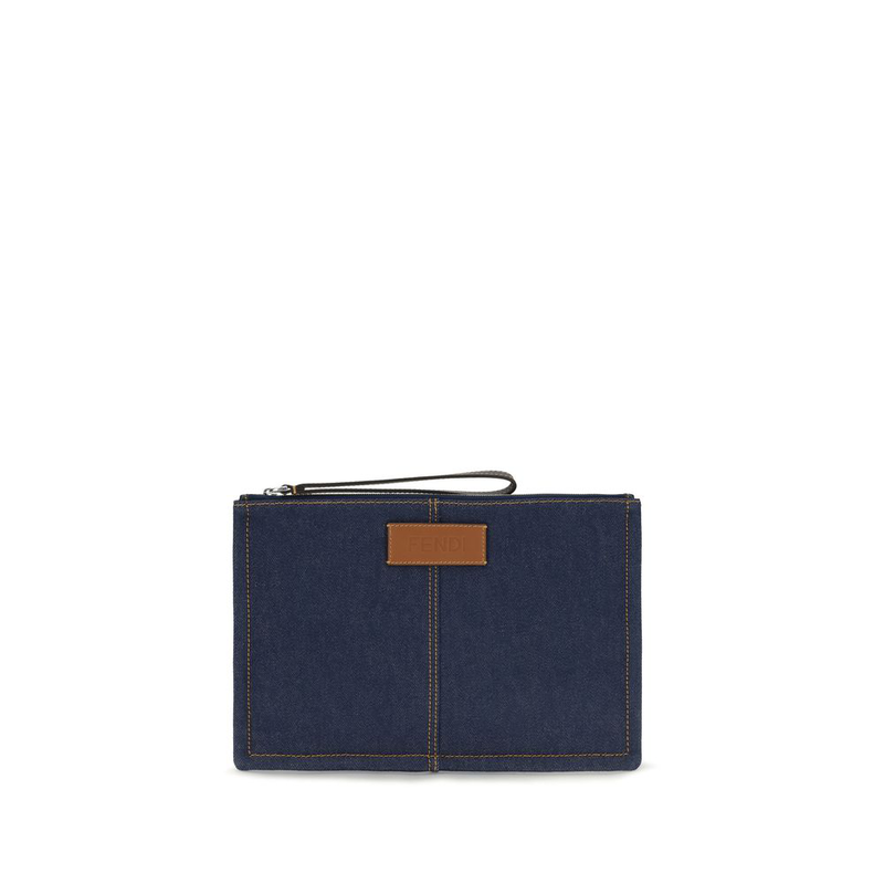 Blue cotton clutch bag-null