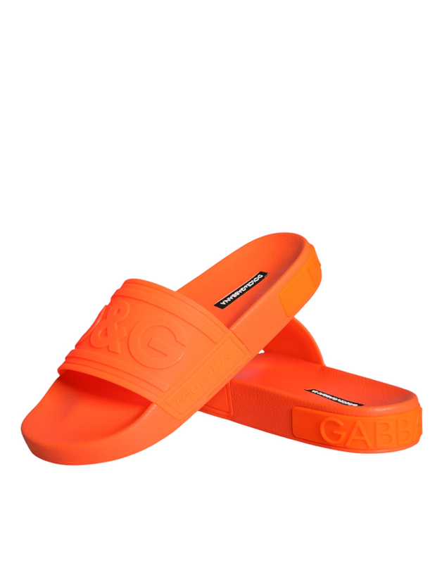 Orange rubber slides sandals beachwear shoes-null
