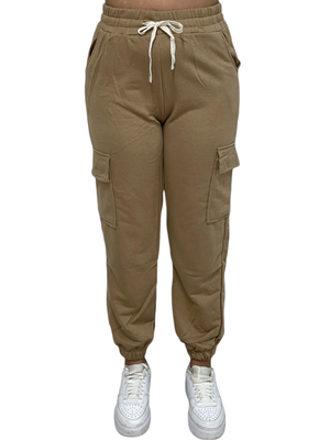 Womens chunky cargo pants #c9505, Beige, medium