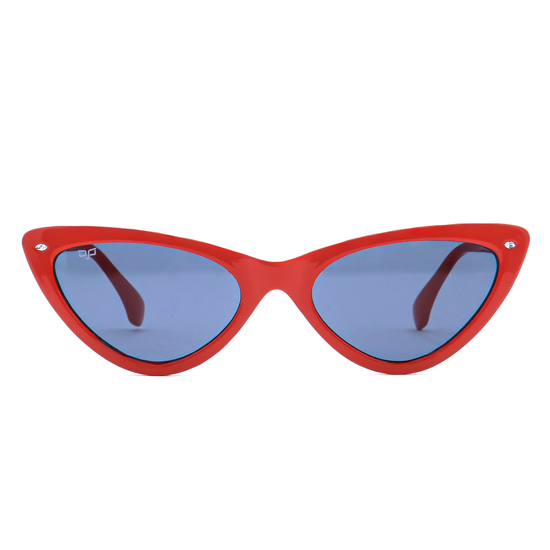 OJO signature sunglasses cat eye with crystals and  red frame and temples with black  lenses-null