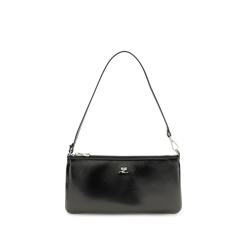 Black cowhide shoulder bag-null