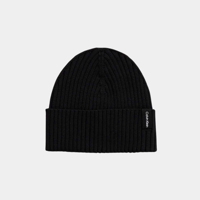 Knit folded beanie, Black, medium