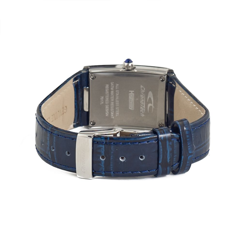 Blue leather dress watch-null