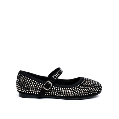Miss belgini mary jane ballerinas girls shoes with metallic studs, Black, medium