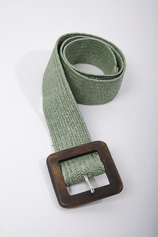 Wooven straw belt green image number null