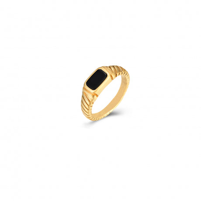 Midi onyx ring, Onyx/gold Plated 18k, medium