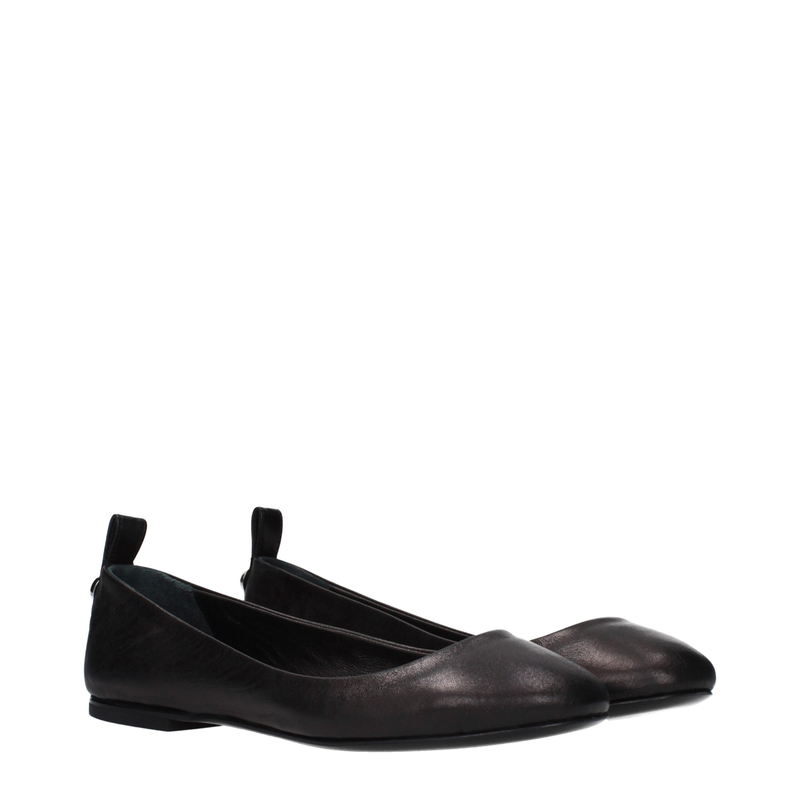 Black leather ballet flats-null