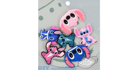 Stitch & angel shoe charms (6 pcs set), , medium