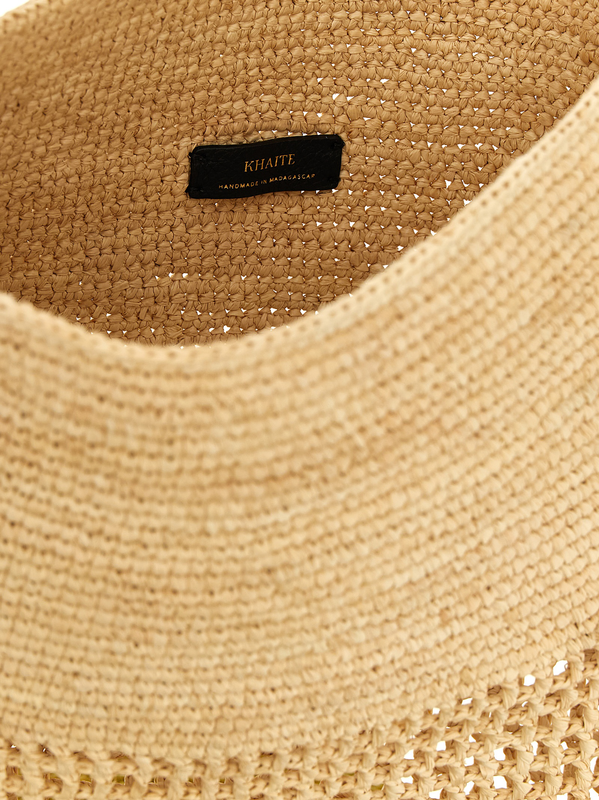 Beige sisal shoulder bag-null