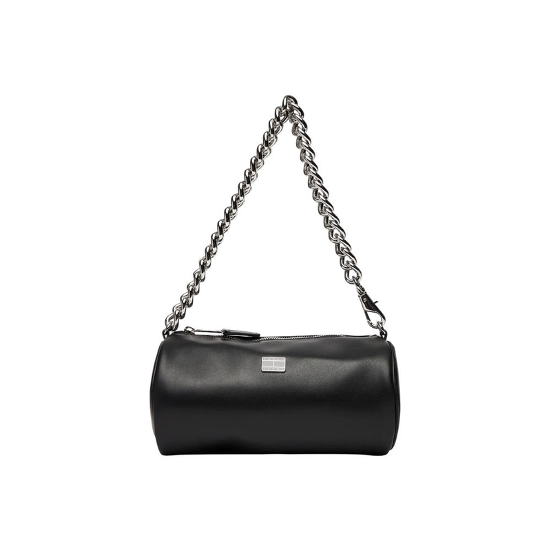 Black artificial leather handbag-null