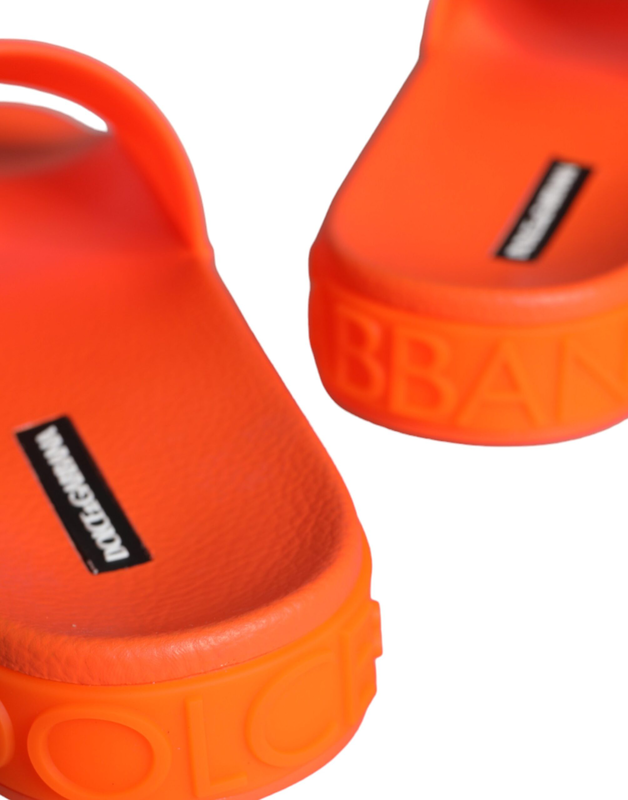 Orange rubber slides sandals beachwear shoes-null