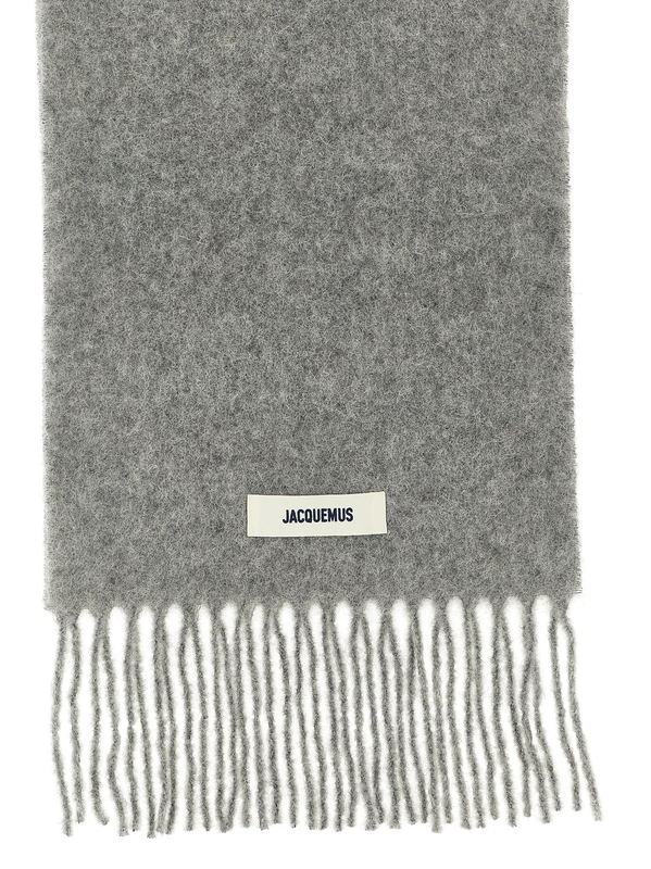 Gray alpaca leather foulard-null