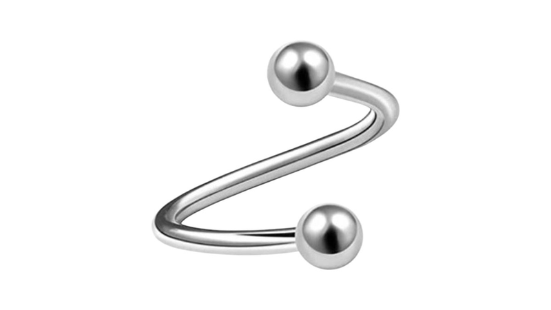 Surgical steel spiral bead silver-null