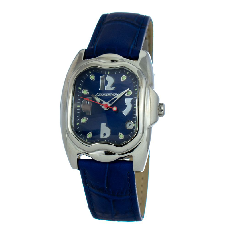 Blue leather dress watch-null