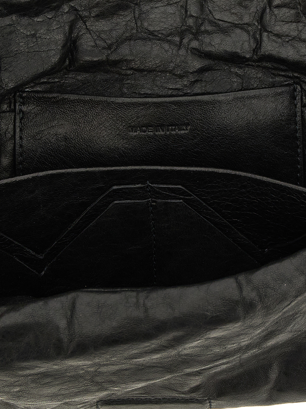 Black lamb leather clutch bag-null
