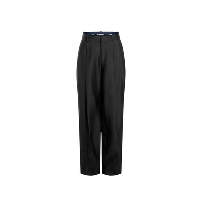 Black silk flared pants, Black, medium