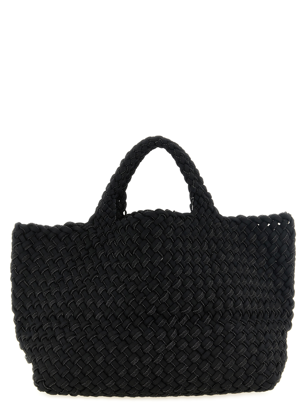 Black nylon tote bag-null