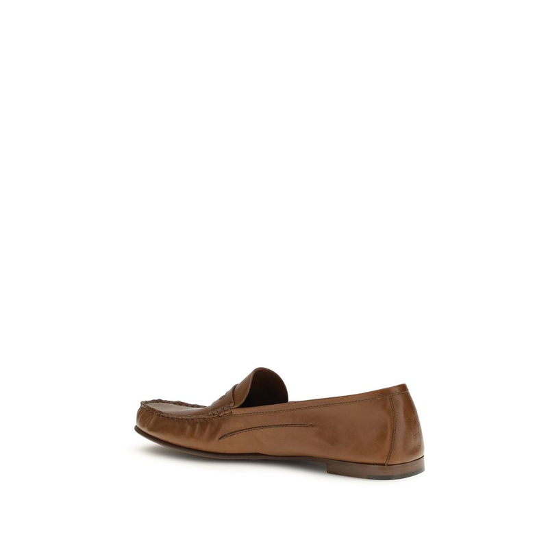 Brown calf leather bos taurus slip-on loafers-null