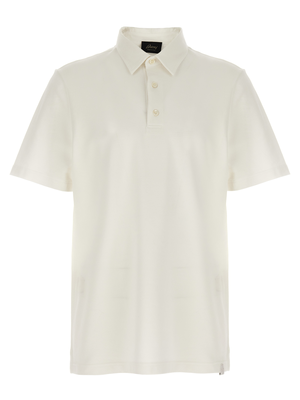 White cotton polo shirt, White, medium