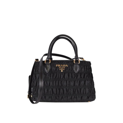 Black nylon handbag, Black, medium