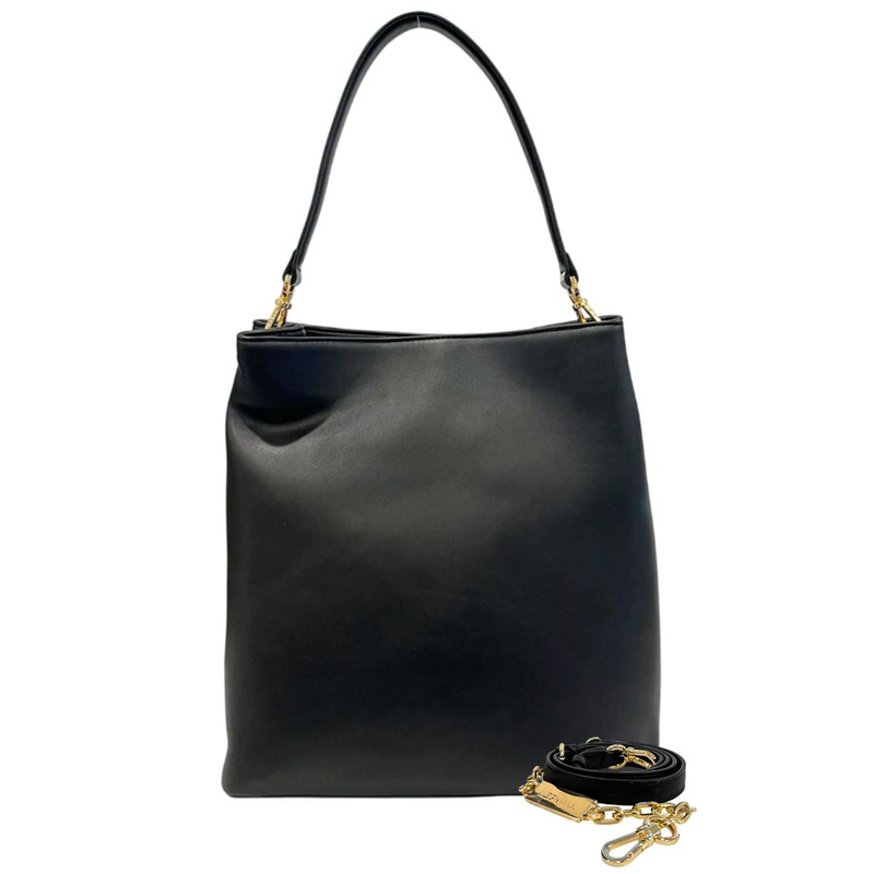 Black pu women shoulder bag-null