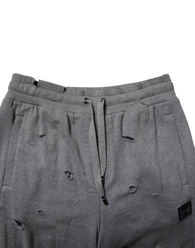 Gray cotton ripstyle straight sweatpants pants-null