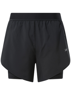 Reebok women running 2 in 1 short, Black, medium