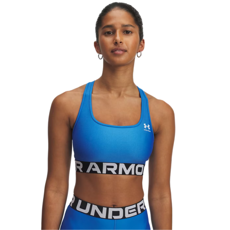 Under armour hg mid branded sports women bra blue 1383544-402-null