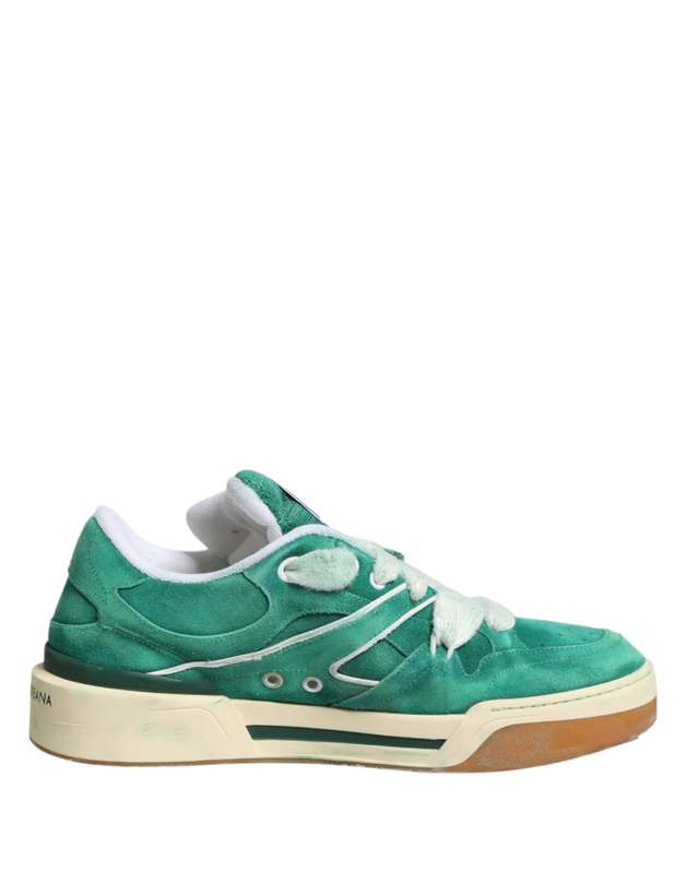 Green suede new roma low top sneakers shoes-null