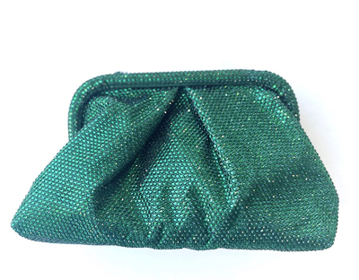 Fully strass clutch bag green, Dark Green, medium