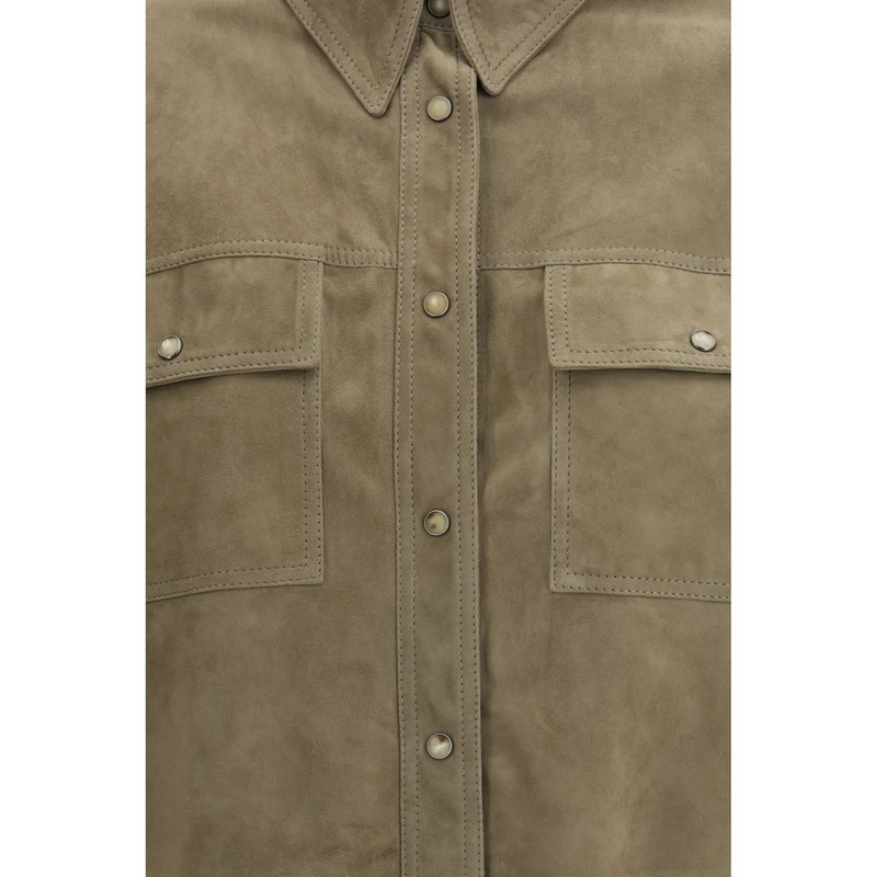 Bicolor calf leather bos taurus dress shirt-null