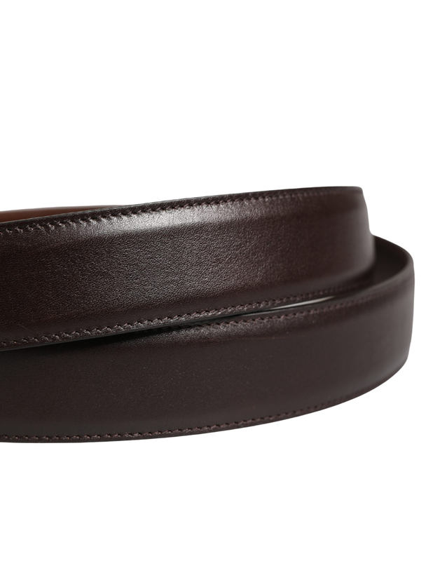 Men brown classic leather metal buckle belt-null