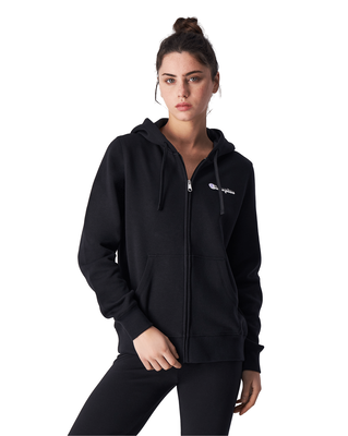 Champion women full zip sweatshirt, Black, medium