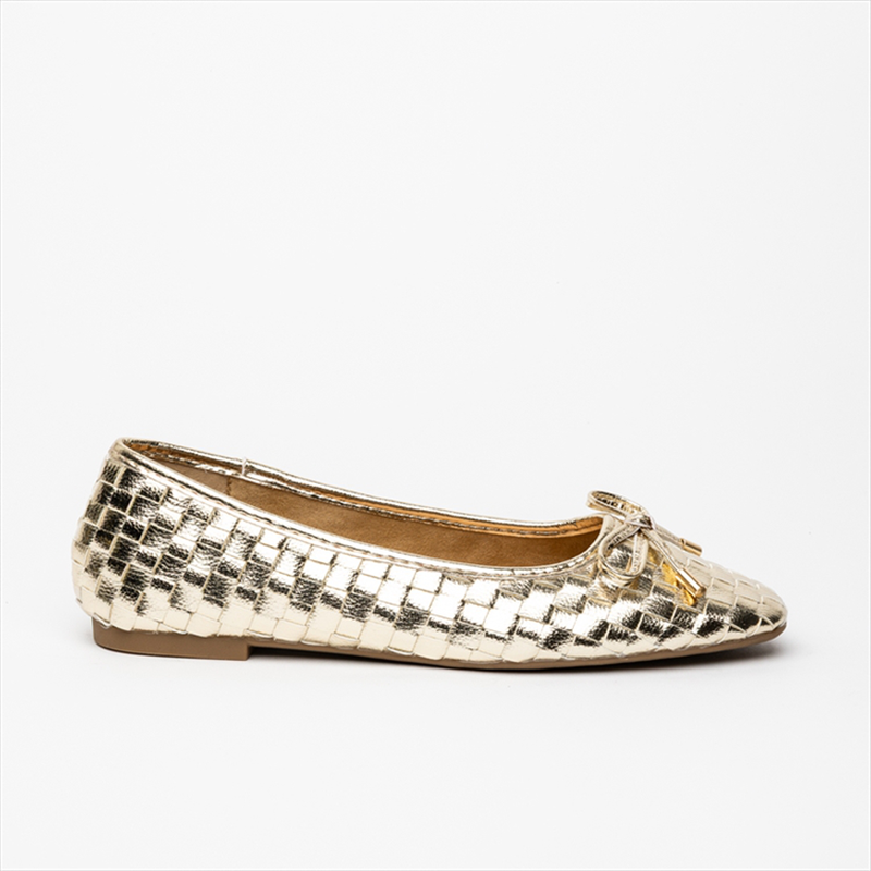 Miss belgini square toe bow tie detail flat ballerina pumps-null