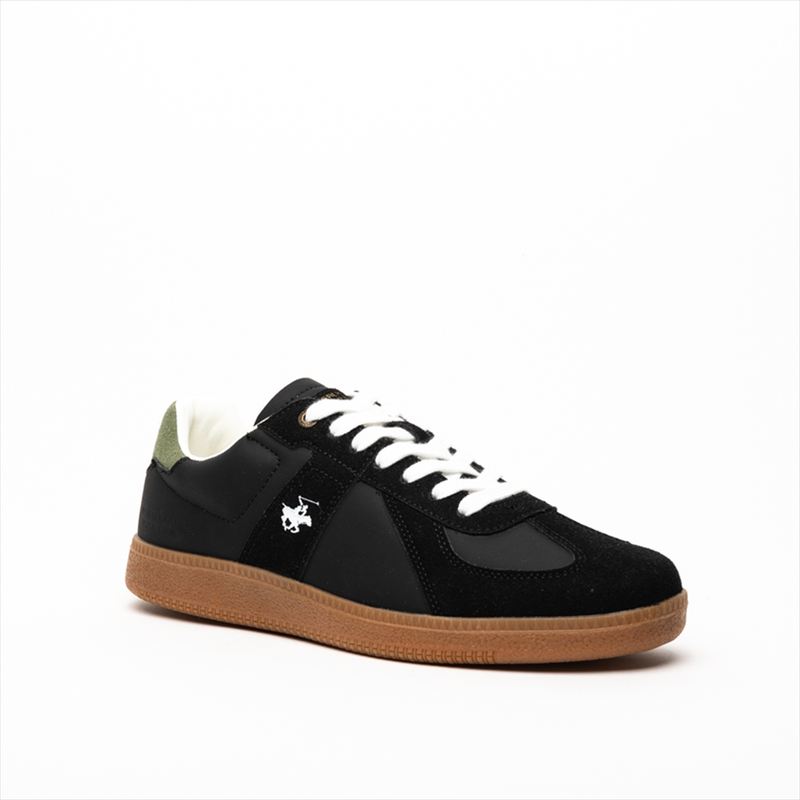 Beverly hills polo club mens black structured flat sneakers with gumsole-null