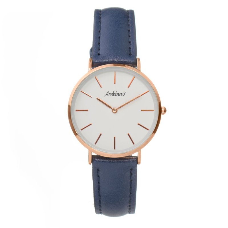 Blue leather dress watch-null