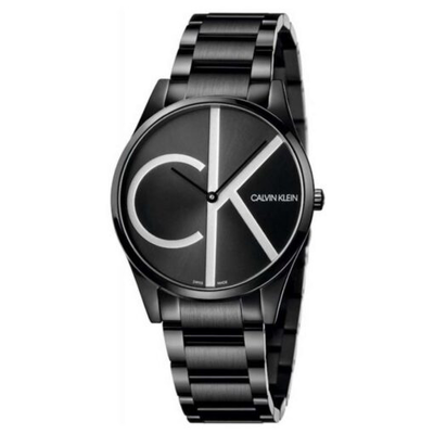 Mens wristwatch ck Calvin Klein memory k4n21441 stainless steel black swiss made, Black, medium