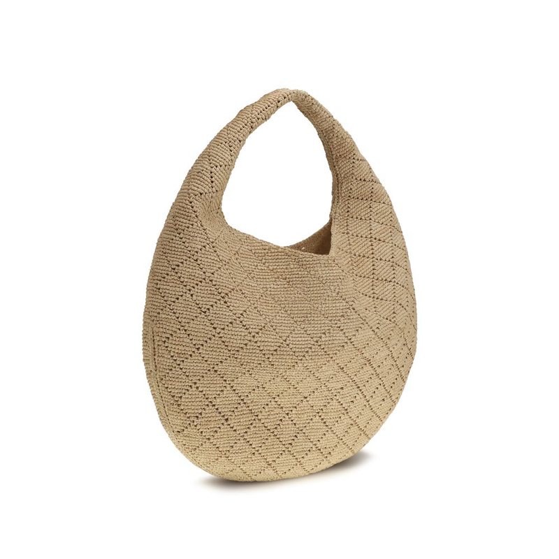 Beige raffia shoulder bag-null